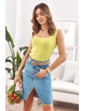 Knitted short top with straps fluo-green MP32854 - Online store - Boutique